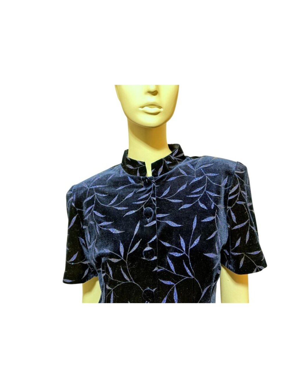Vintage 90s Formal Maxi Dress 12 Velvet Glitter Midnight Cobalt Whimsigoth